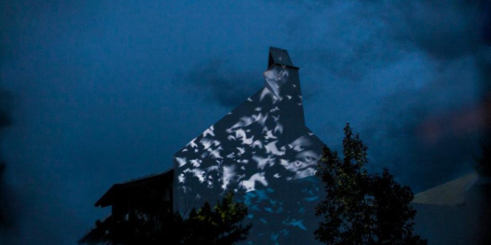 “Flight of Memory” by Victoria Febrer & Pedro J. Padilla projected at <i>Digital Graffiti</i> Festival